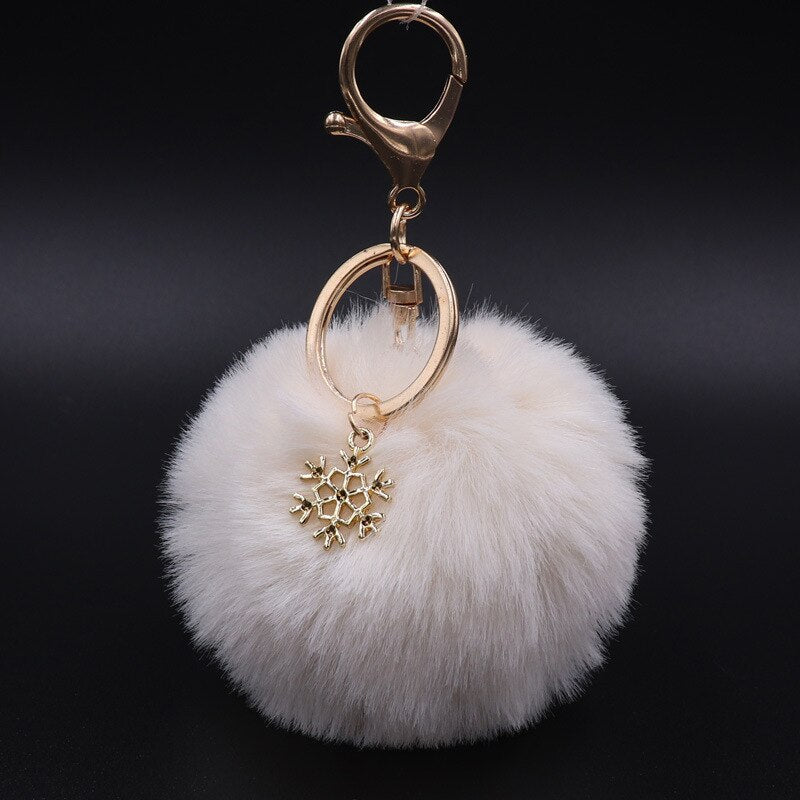 NEW Large Keyring Pompom with Snowflake