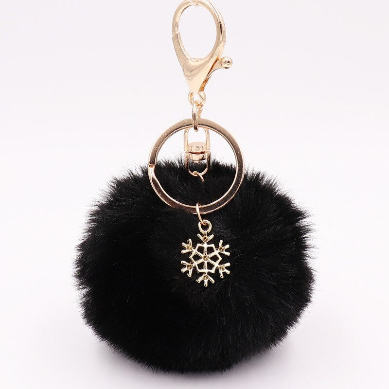 NEW Large Keyring Pompom with Snowflake